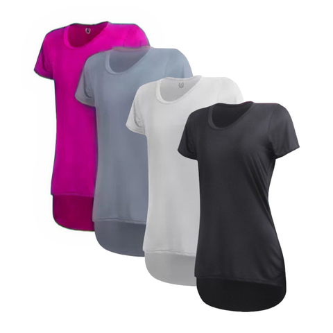 Kit 4 Camisetas Femininas Tapa Bumbum Dry Fit