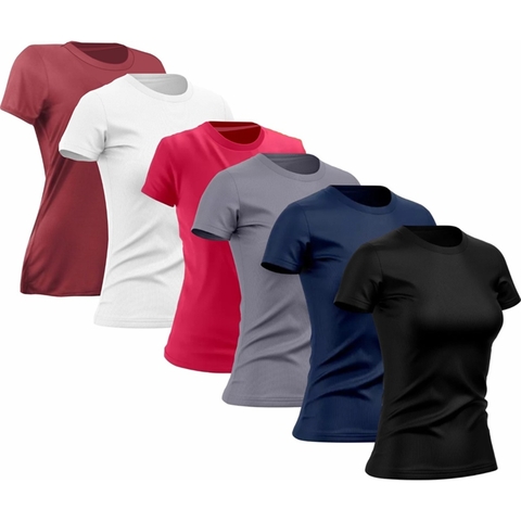 Kit 6 Camisetas Femininas Dry Fit