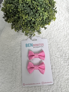 Laço Amora P parzinho _ Rosa Glitter - comprar online