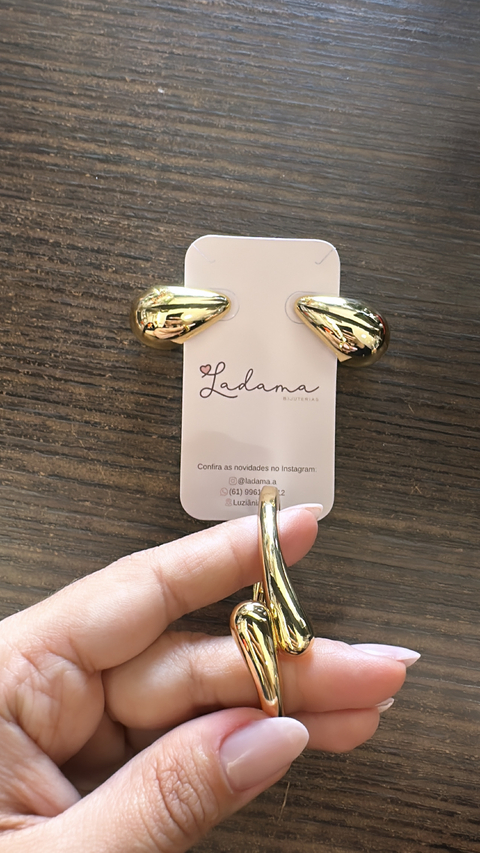 Conjunto gota fino dourado