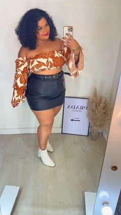 Short Saia couro Fake Plus