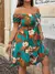 Plus size verão elegante feminino floral impressão vestido casual férias vint - comprar online