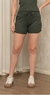 Short Canelado Liso Com Elastano Justo