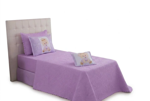 Cobreleito Princesa Ursa Solteiro 03 PÇs Lilás