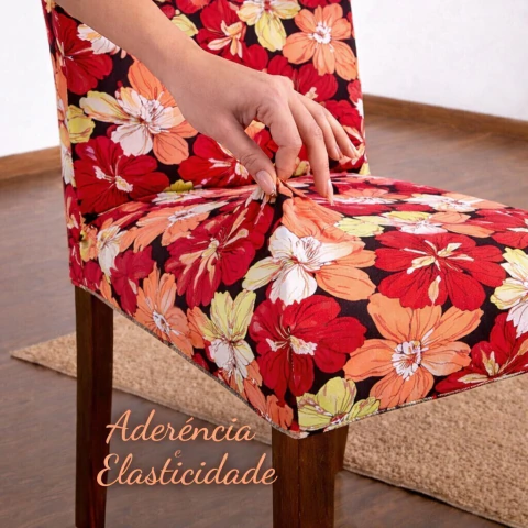 Capa de Cadeira Floral Verde Kit com 6 Peças