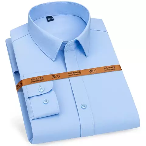 Camisa masculina manga longa fina livre engomar negócios casual