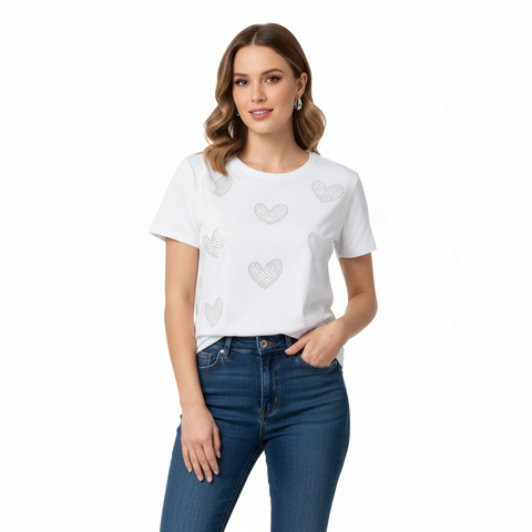 Camiseta Corazones Plateados