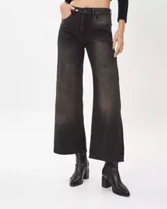 Jean Negro Oxido Localizado Wide Leg en internet
