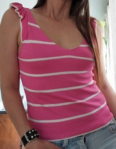 MUSCULOSA DE HILO CON SPANDEX RAYADA