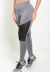 Calça Legging Cinza com Preto cintura Alta Assimétrica com Detalhe em Tulê | REF: FDR10