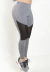 Calça Legging Cinza com Preto cintura Alta Assimétrica com Detalhe em Tulê | REF: FDR10 - Essência Feminina