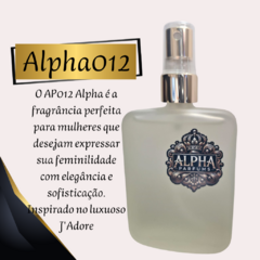 Frasco de perfume AP012 Alpha, inspirado no J'Adore, com design elegante e sofisticado.