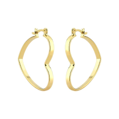 ARGOLA "G" CORAÇÃO LISO BANHADO A OURO