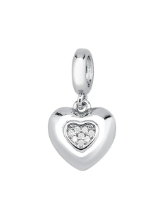 Berloque Coração Cravejado Banhado no Ródio Branco