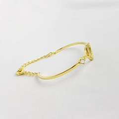 Bracelete Aro Liso com Coração Cravejado e Infinito com Ponto de Luz Banhado a Ouro - comprar online