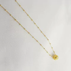 Colar Alongada com Bolinhas e Pingente Redondo em Símbolos de Infinitos Vazados Banhado a Ouro - comprar online