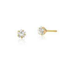 KIT TRIO DE BRINCOS CRISTAL ESTRELA BRANCA BANHADO A OURO - loja online
