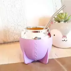 Mate pampa boca cerrada "Rosa"+ Bombilla en internet