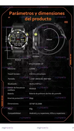 Imagen de Reloj Smartwatch Nx18pro Gps Integrado Amoled HD Llamadas Bluetooth 3ATM