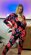 pijama manga larga corazones