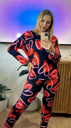 pijama manga larga corazones