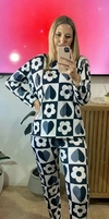 pijama manga larga flores