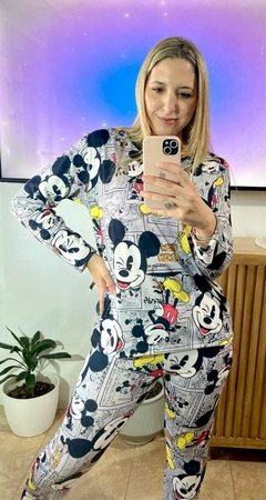 pijama manga larga raton gris - comprar online