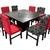 Juego de Comedor Negro Wengué - Mesa Cuadrada de 140x140 cm con 8 Sillas