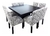 Juego de Comedor Negro Wengué - Mesa Cuadrada de 140x140 cm con 8 Sillas - comprar online