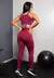 2 Conjuntos Fitness Calça Legging Cintura Alta + Cropped Alcinha com Elásticos Preto e Marçala | REF: RMF8 - comprar online