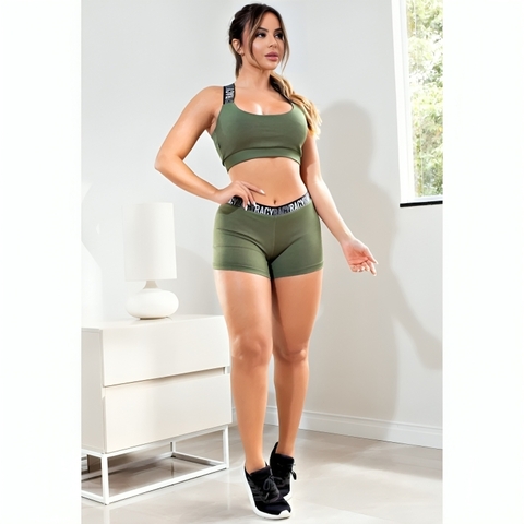 Short + Cropped Elástic Verde Conjunto Fitness | REF: FRD7 - comprar online