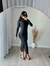 Vestido Midi Manga Longa e Gola Alta Fenda Preto | NR8 - comprar online