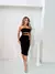 Vestido Fivela Lateral Midi Preto 
