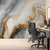 Papel de Parede Mármore Branco com Dourado M1