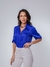 CAMISA ACETINADA MANGA 7/8 AZUL BIC