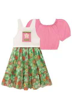 Conjunto Blusa Boxy MC e Salopete Alça Colorido - 73912 - loja online