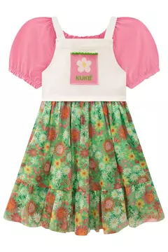 Conjunto Blusa Boxy MC e Salopete Alça Colorido - 73912 - M2 Maria & Maria
