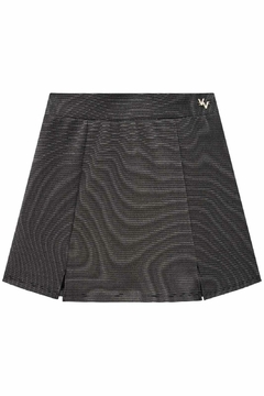 Saia em Malha Brilho Glamour com Shorts Embutido Preto 77150