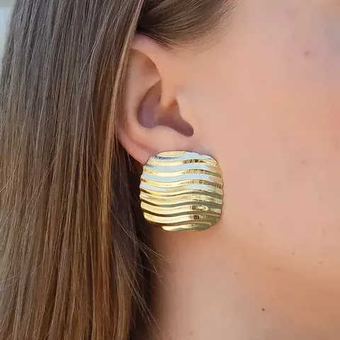 Brincos Quadrados Orgânicos com Listras