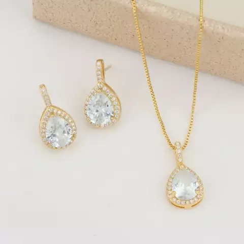 Conjunto Gota com Pedras em Zircônia