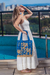 Bolsa de Crochê Azul Royal com Detalhes em Areia