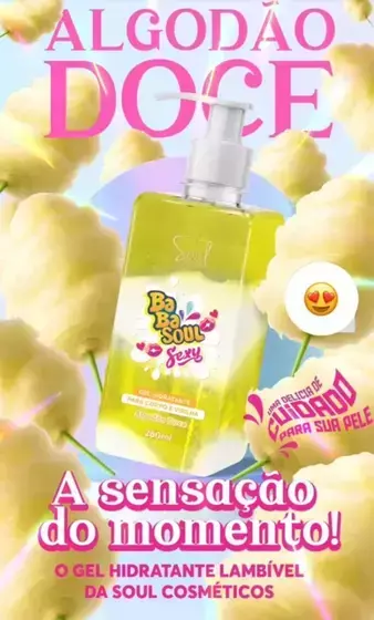 Gel Soul Hidratante Corpo e Virilha Algodão Doce Babasoul 280ml