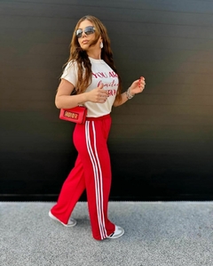 Calça pantalona vermelha - comprar online