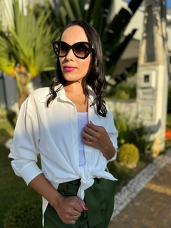 Camisa visco linho off white - comprar online