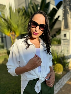 Camisa visco linho off white - AME Modas Monte Mor
