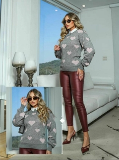 BLUSA JACQUARD CORAÇÃO CINZA - loja online