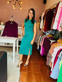 Vestido canelado verde bandeira - comprar online
