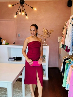 Vestido marsala com fenda - comprar online
