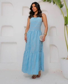 Vestido visco linho listrado na internet