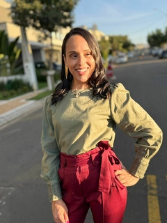 Blusa algodão verde musgo - AME Modas Monte Mor
